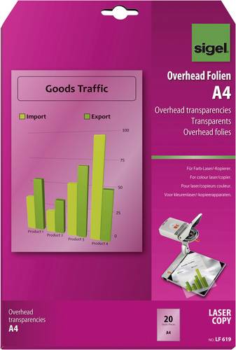 Sigel LF619 Overhead-Projektor-Folie DIN A4 Laserdrucker, Kopierer, Farblaserdrucker, Farbkopierer T von Sigel