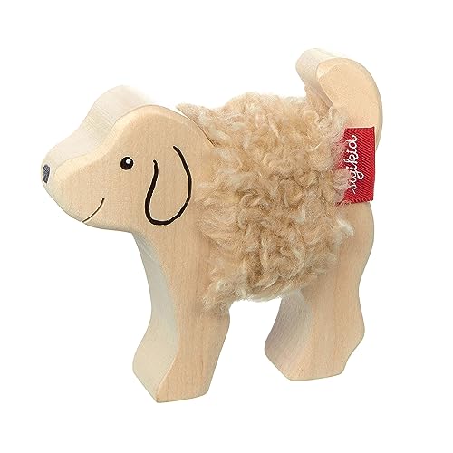 SIGIKID 39513 Holztier Hund Cudly Wudly Mädchen und Jungen Babyspielzeug empfohlen ab 3 Jahren natur/beige von Sigikid