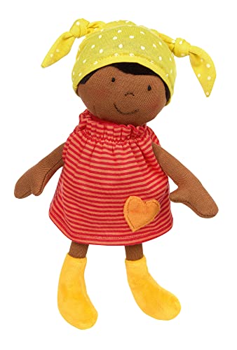 SIGIKID 39650 Puppe Brenda Bilipup, Stoffpuppe mit Kleidchen zum An- und Ausziehen, Kuschelpuppe, Einschlafhilfe, spielen, schmusen, für Babys & Kinder ab 6 Monaten, Rot 25 cm von Sigikid