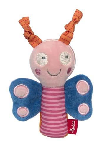 SIGIKID 42602 Greifling Schmetterling mit Spiegel Red Stars Mädchen Babyspielzeug empfohlen ab 3 Monaten rosa/blau von Sigikid