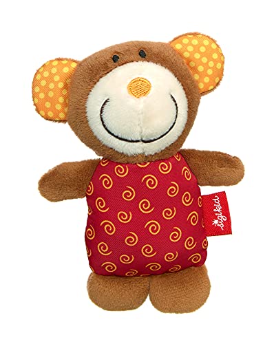 SIGIKID 42795 Rassel Bär Red Stars Mädchen und Jungen Babyspielzeug empfohlen ab Geburt rot/braun, STK von Sigikid