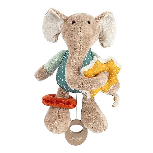 sigikid 43164 Babyaktivspielzeug Stofftier Elefant, Mint/grau von Sigikid