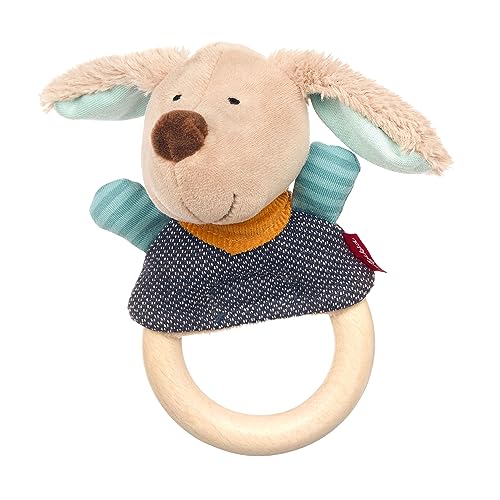 Sigikid Mädchen und Jungen, Greifring & Fingerpuppe Hügge Hug, Babyspielzeug, empfohlen ab 0 Monaten, blau/beige, 39336 von Sigikid