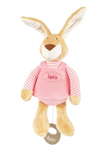 Sigikid Spieluhr mit Namen Bestickt, personalisiertes Geschenk Wunschmelodie wählbar, Hase rosa Rosa,OneSize,Rosa von Sigikid