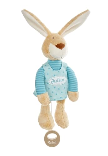 Sigikid Spieluhr mit Namen Bestickt, personalisiertes Geschenk Wunschmelodie wählbar, Hase türkis Türkis,OneSize,Türkis von Sigikid