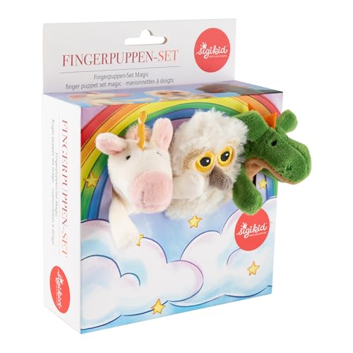 sigikid 43368 Fingerpuppen 3er-Set, Mehrfarbig/Fantasie, OneSize von Sigikid