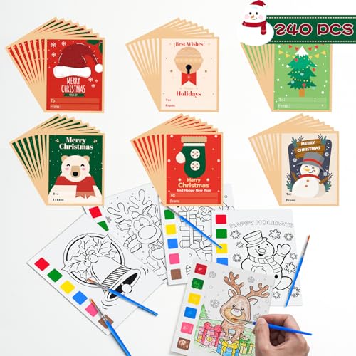 Weihnachtsparty-Gastgeschenke für Kinder, 30 Stück, Weihnachts-Aquarell-Malbücher mit Weihnachtskarten, Weihnachtsbasteln für Mädchen, Jungen, Strumpf, Geschenktüten, Klassenzimmer, Preise, Geschenke, von Sigilyer