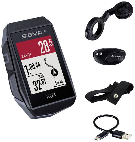 Sigma ROX 11.1 EVO HR Set Fahrrad-Navi Fahrrad GPS, GLONASS, spritzwassergeschützt von Sigma