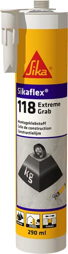 Sikaflex 118 Extreme Grab, Bauleim, hohe Klebekraft, innen und außen, 290ml, Weiß von Sika