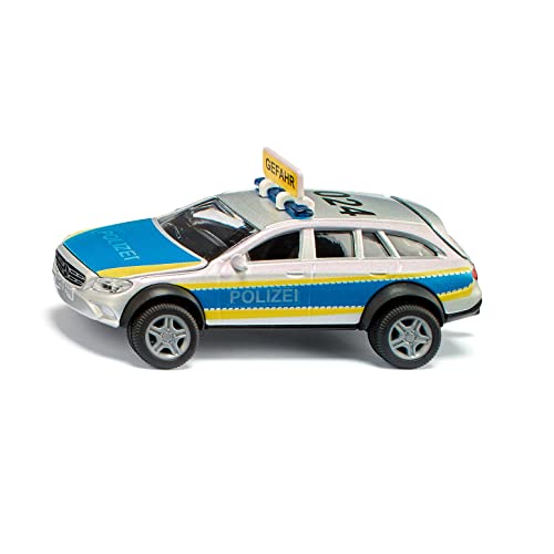 siku 2302, Polizeiauto Mercedes-Benz E-Klasse, All Terrain 4x4², Polizei-Spielzeug, 1:50, Metall/Kunststoff, Blau/Weiß, Inkl. Warnschild mit Aufklebern, Öffenbare Motorhaube und Heckklappe von Siku