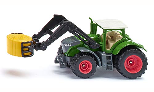 siku 1539, Fendt 1050 Vario Traktor, Metall/Kunststoff, Grün, Schwenkbare Ballenzange und abnehmbare Kabine von Siku