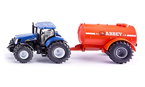 Siku 1945, Traktor mit Ein-Achs-Güllefass, 1:50, Metall/Kunststoff, Blau/Orange, Kombinierbar mit SIKU Modellen im gleichen Maßstab von Siku