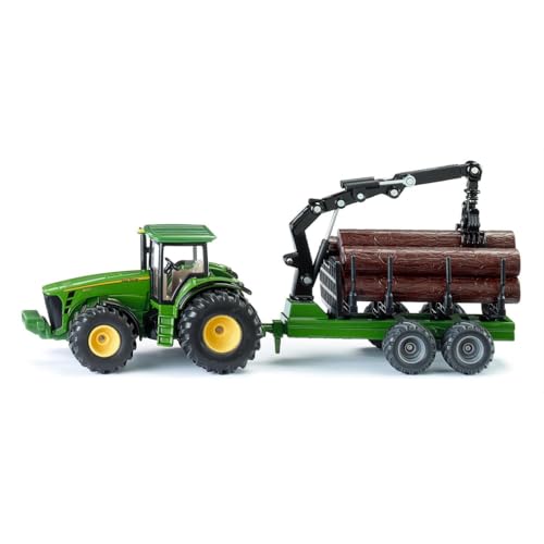 siku 1954, John Deere Traktor mit Forstanhänger, 1:50, Metall/Kunststoff, Grün, Funktionsfähiger Ladearm und Greifer siku 1954, John Deere Traktor mit Forstanhänger, 1:50, Metall/Kunststoff, Grün, Funktionsfähiger Ladearm und Greifer von Siku