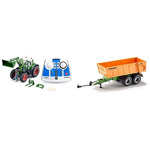 Siku 6796, Fendt 933 Vario Traktor mit Frontlader, Grün, Metall/Kunststoff, 1:32, Ferngesteuert & Tandem-Achs-Anhänger, 1:32, Fernsteuerbar, Control Fahrzeuge mit Anhängerkupplung, Orange von Siku