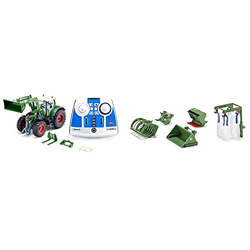 Siku 6796, Fendt 933 Vario Traktor mit Frontlader, Grün, Metall/Kunststoff, 1:32 & 5-teiliges Frontlader Zubehör-Set, 1:32, Passend Traktoren mit Frontlader im Maßstab 1:32 von Siku