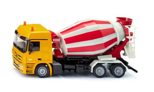 siku 3539, Mercedes-Benz Fahrmischer mit Liebherr Aufbau, 1:50, Metall/Kunststoff, Gelb/Rot, Baustellen-Spielzeug, Drehbare Trommel von Siku