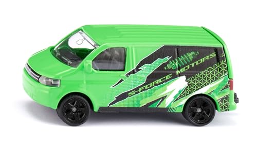 siku 1585, VW T5 Transporter, Metall/Kunststoff, Grün/Schwarz, Öffenbare Heckklappe, Spielzeugauto für Kinder von Siku