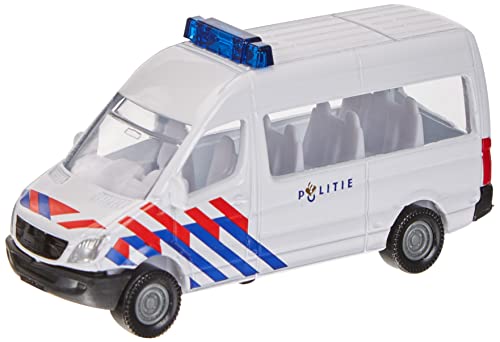 siku 0806003, Polizei-Transporter Niederlande, Metall/Kunststoff, Weiß/Blau, Anhängerkupplung, Spielzeugauto für Kinder von Siku