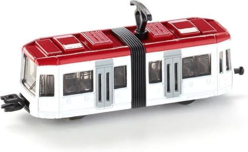 siku 1011, Straßenbahn, Metall/Kunststoff, Weiß/Rot, Standard-siku-Eisenbahnkupplungen zum Verbinden mit anderen Zügen von Siku