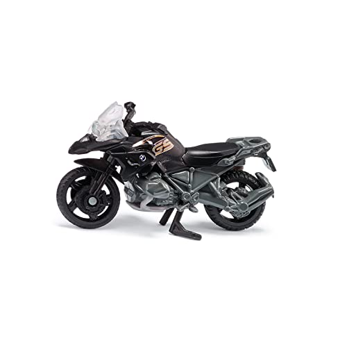 siku 1399, BMW R 1250 GS LCI, Spielzeug-Motorrad, Metall/Kunststoff, Schwarz/Silber, Beweglicher Lenker und Ständer, Gummireifen von Siku