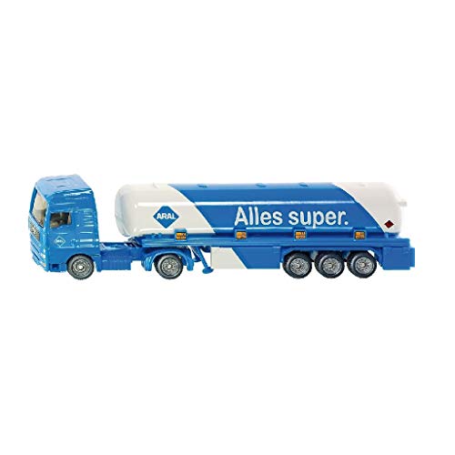 siku 1626, Tanksattelzug, Metall/Kunststoff, 1:87, Blau/Weiß, ARAL-Optik, Spielzeugauto für Kinder, Bereifung aus Gummi von Siku