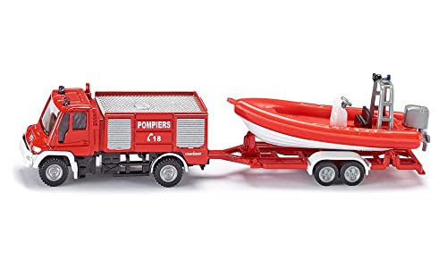 Siku - Siku 1636 Unimog Fire Engine mit Boot Die -Cast -Fahrzeug für Kinder - 1 Zählung von Siku