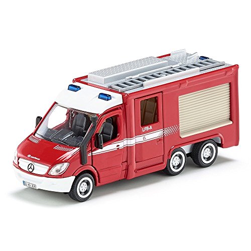 siku 2113, Feuerwehr Mercedes-Benz Sprinter, 1:50, Metall/Kunststoff, Rot, Öffenbare Türen von Siku