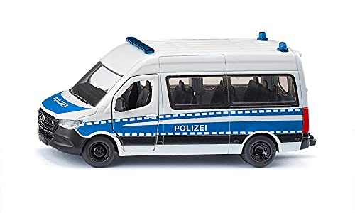 siku 2305, Mercedes-Benz Sprinter Bundespolizei, 1:50, Metall/Kunststoff, Weiß/Blau, Anhängerkupplung, Zu öffnende Vordertüren und Schiebetüre, Spielzeugauto für Kinder von Siku