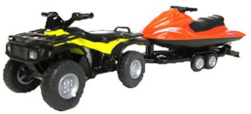 siku 2314, Quad mit Anhänger und Jet-Ski, 1:50, Metall/Kunststoff, Gelb/Rot, Abnehmbarer Anhänger, Schwimmfähiger Jet-Ski von Siku