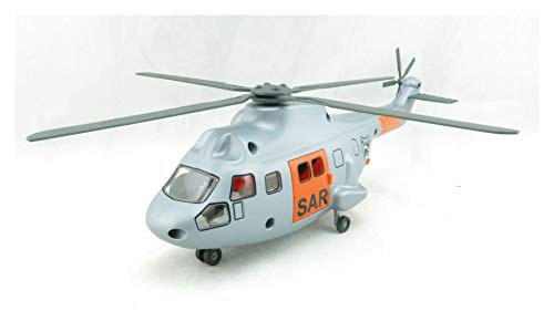 Siku 2527, SAR Transporthubschrauber, 1:50, Metall/Kunststoff, Inkl. Trage und zu rettende Spielzeugfigur, Automatisch einziehbare Seilwinde, Mehrfarbig von Siku