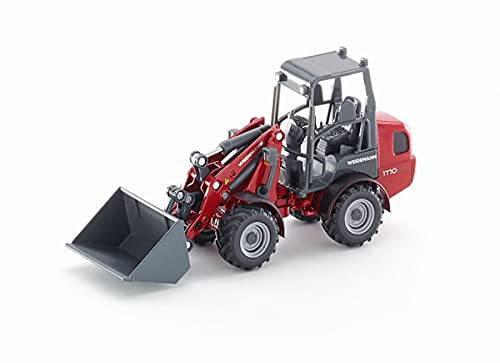 siku 3059, Weidemann Hoftrac Radlader, 1:32, Metall/Kunststoff, Rot, Beweglicher Ladearm und Schaufel von Siku