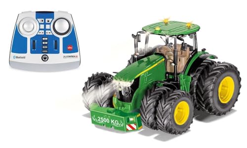 siku 6736, John Deere 7290R Traktor, Inkl. Fernsteuermodul, Grün, Metall/Kunststoff, 1:32, Ferngesteuert, Steuerung mit App via Bluetooth, Abnehmbare Doppelreifen von Siku