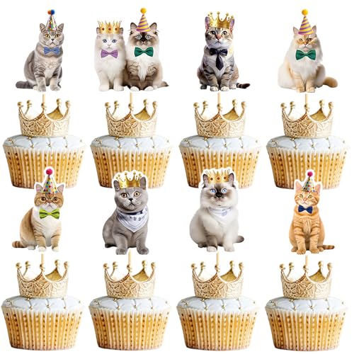Silars Kuchen Deko Katze, 24 Stücke Katzen Tortendeko Geburtstag Katzen Geburtstagsparty Kinder, Muffin Topper Katze für Katzenliebhaber Kätzchen Thema Babyparty Kinder Geburtstag Silars Kuchen Deko Katze, 24 Stücke Katzen Tortendeko Geburtstag Katzen Geburtstagsparty Kinder, Muffin Topper Katze für Katzenliebhaber Kätzchen Thema Babyparty Kinder Geburtstag von Silars