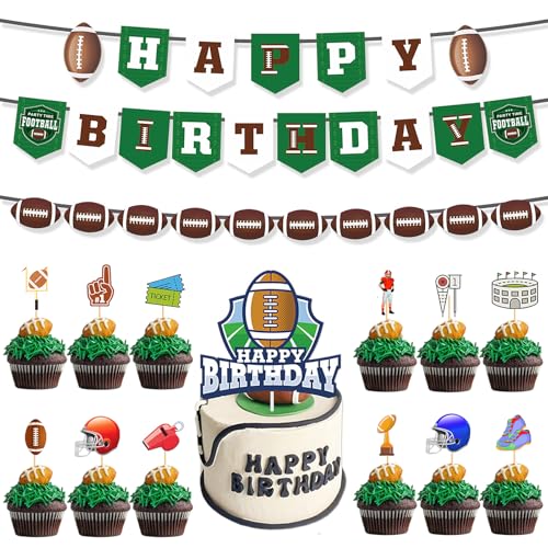Silars American Football Tortendeko Geburtstag Junge, 15 Stücke Tortenaufleger Rugby Fussball Kuchen Deko, Includes Ein Kuchendekor und 12 Stück Cupcake-Dekore und 2 Stück Girlanden Silars American Football Tortendeko Geburtstag Junge, 15 Stücke Tortenaufleger Rugby Fussball Kuchen Deko, Includes Ein Kuchendekor und 12 Stück Cupcake-Dekore und 2 Stück Girlanden von Silars