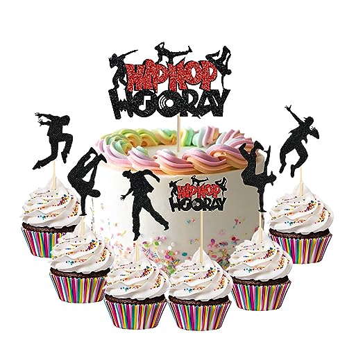 Silars Tortendeko Hip Hop, 7 Stücke Hip Hop Kuchen Deko Cake Topper Hip Hop, Rock Musik Thema Hip Hop Deko für Geburtstagskuchen Dekorationen von Silars