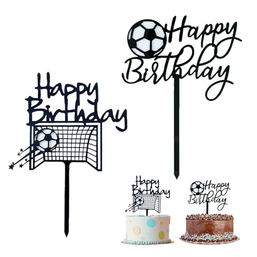 Silars Tortendeko Fussball, 2stk Acryl Tortenaufleger Fussball Happy Birthday Tortendeko Cake Topper Geburtstag, Fußball Kuchen Topper für Geburtstagskuchen Dekorationen in Geburtstag Party von Silars