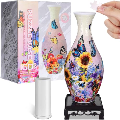 Silipull 3D Puzzle Vase Puzzle Blumenvase Hergestellt aus 160 gebogenen Kunststoff-Puzzleteilen 3D DIY Einweihungsgeschenk für Blumenarrangements und Heimdekoration von Silipull