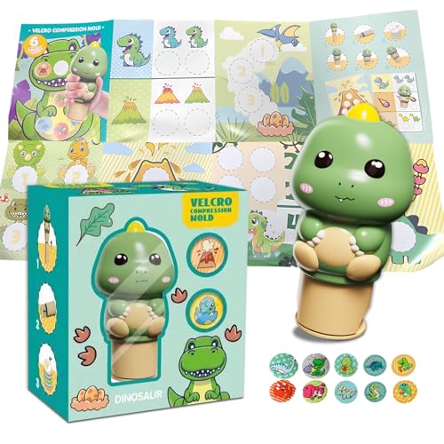 24-Seitiges Aufkleberstempel und Aktivitätenblock, 200 Aufkleber, Aufkleberstempel für Kinder, Bastelspielzeug Sammlerfigur Stickerbuch Geschenke für Kinder 2-8 Jahre(Dinosaurier) von Silkwish