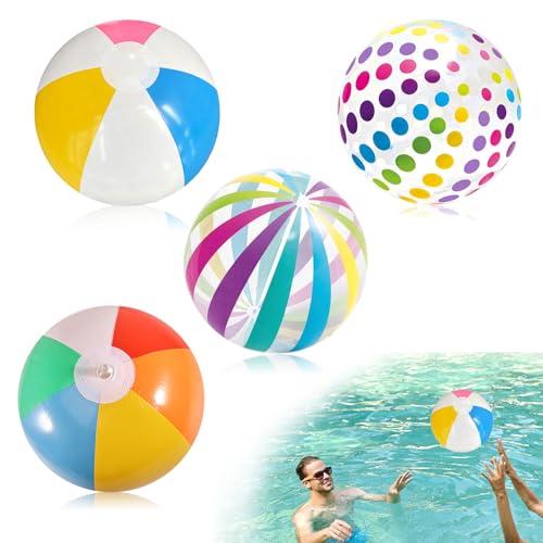4 Stück Wasserball Aufblasbarer - 40cm Strandball für Pool, Kinder & Erwachsene - Bunt Gestreifter WasserbäLle - PVC Beachball, Wasserspielzeug Luftball mit Leichtigkeit Aufpumpen 4 Stück Wasserball Aufblasbarer - 40cm Strandball für Pool, Kinder & Erwachsene - Bunt Gestreifter WasserbäLle - PVC Beachball, Wasserspielzeug Luftball mit Leichtigkeit Aufpumpen von Silkwish