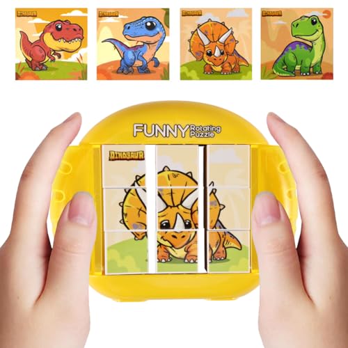 Drehbare 3D Puzzle für 2 3 4 5 6 Jahre Kinder, 3D Drehbare Cube Puzzle, 4 in 1 Drehbare Dinosaurier Puzzle, Geduldspiele Lernspielzeug Motorikspielzeug, Restaurant Reisespiele Geschenk Junge Mädchen von Silkwish