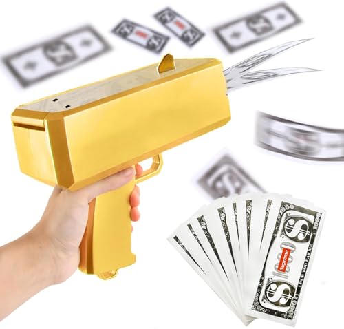 Geld Pistole Shooter mit 100 Fake Geld, Geldpistole für Filme, Filmrequisitenpistole, damit es regnet, Geldpistole für Spiel, Filme, Party, Partyspiele von Silkwish