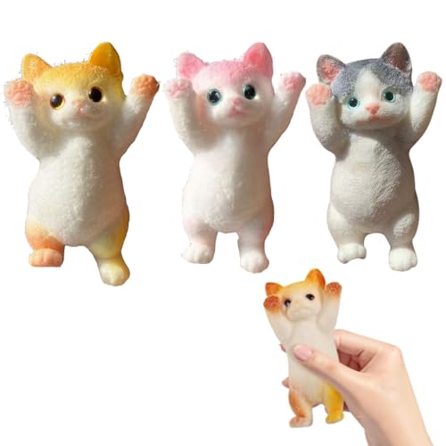 Squishy Katze Toy, Squishy Cat Stressball Katze, Cute Squeeze Spielzeug Katze, Flexible Klebrig Quetschspielzeuge, Squeeze Cat Toy, Tragbare Fidget Spielzeuge Geschenke für Erwachsene und Kinder von Silkwish