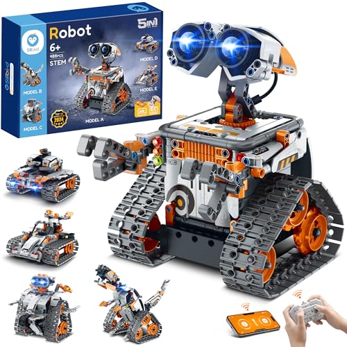 Sillbird Technik Roboter Kinder Bauspielzeug 5-in-1-Roboticset mit App&Fernsteuerung, Programmierbares Robot mit App-Fernsteuerung, Jungen und Mädchen ab 8+ Jahren von Sillbird