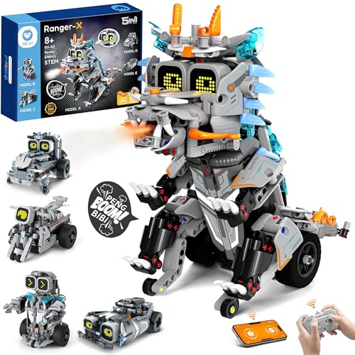 Sillbird Technik Roboter Kinder für Jungen, 5 in 1 Drache/Roboter/Motorrad Programmierbares Bauspielzeug mit Ferngesteuert & App，Kreatives Geschenk für Kinder ab 8+ Jungen Mädchen (646 Stück) von Sillbird