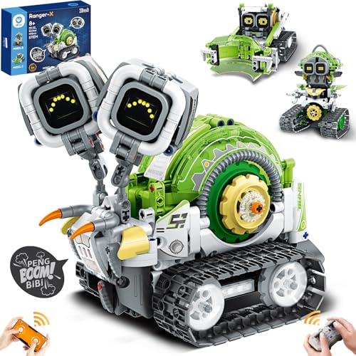 Sillbird Technik Roboter Kinder für Jungen, 3-in-1 Roboter Programmierbar mit App & Fernsteuerung, Roboter/Schnecke/Bulldozer RC Bauspielzeug, Kreatives Geschenk Jungen Mädchen 8 Jahre (478 Stück) von Sillbird