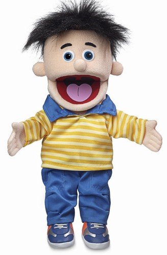 Bobby Peach Boy von Silly Puppets | 40 cm Handpuppe für Kinder | Mit Beweglichem Mund Und Armen | Abnehmbare Handwaschbare Kleidung von Silly Puppets