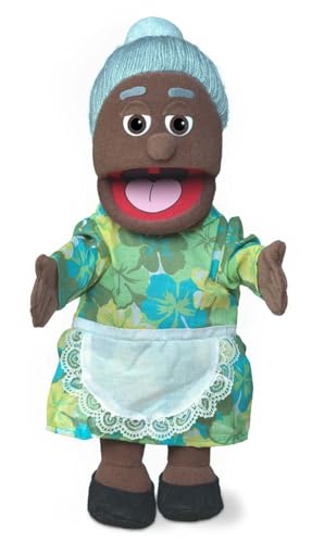Granny Schwarz von Silly Puppets | 40 cm Handpuppe für Kinder | Mit Beweglichem Mund Und Armen | Abnehmbare Handwaschbare Kleidung von Silly Puppets
