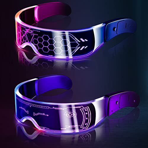 LED Brille Party Leuchtbrille Leuchtende Visor Glasses Luminous Gläses LED NEON Gläser Party Blitzleuchten für Halloween Cosplay Bar Club Party Girl Jungen Geschenke Party Brille - 7 Farben 5 Modi von Silom