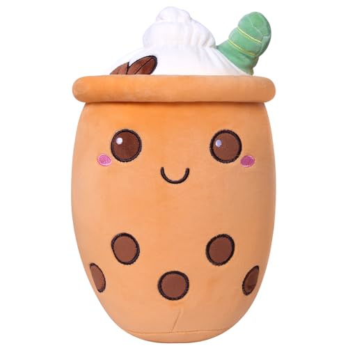 Bubble Tea Kuscheltier Plüschkissen Plüsch PlüSchtier,Bubble Plüschtier Kissen Niedliche Plüsch Weich Stofftier Spielzeug Süßes Kuscheltierkissen für Liebhaber von Silom