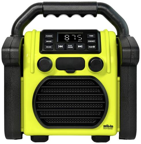 Silva Schneider BR 230 BT neon-gelb Baustellenradio FM USB, Bluetooth® Weckfunktion, Akku-Ladefunkt von Silva Schneider